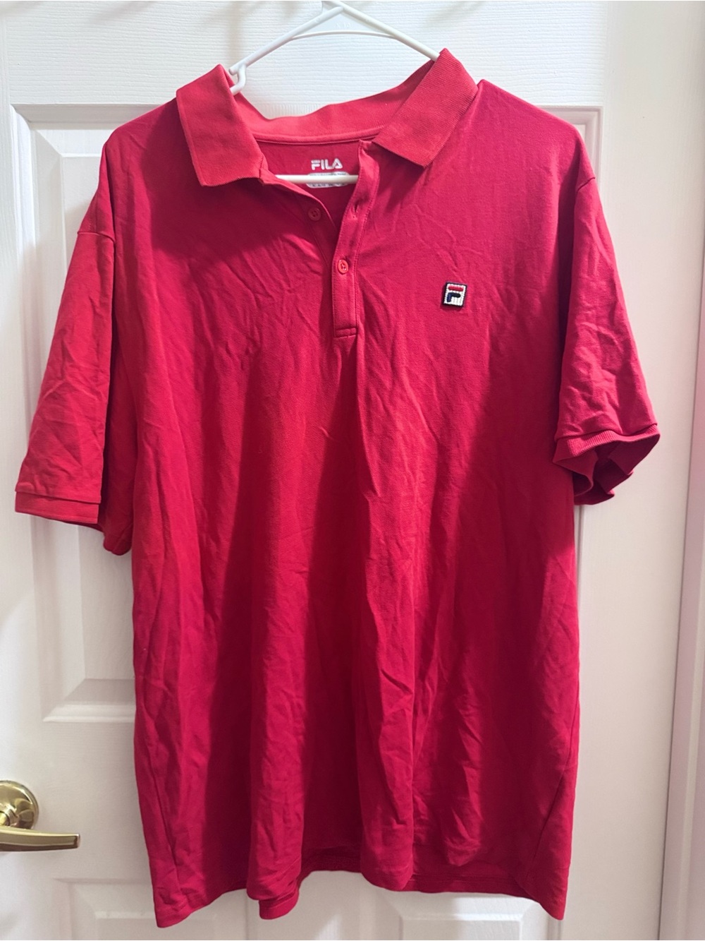 Fila Men’s Bright Red Polo with Chest Crest
